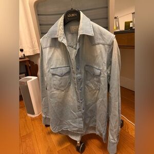 Denim pearl snap western shirt - washed indigo